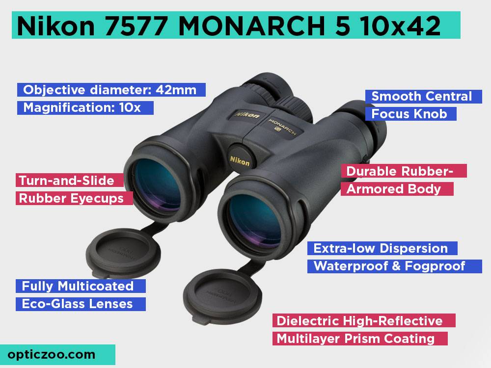 Nikon 7577 MONARCH 5 10x42 Review, Pros and Cons.