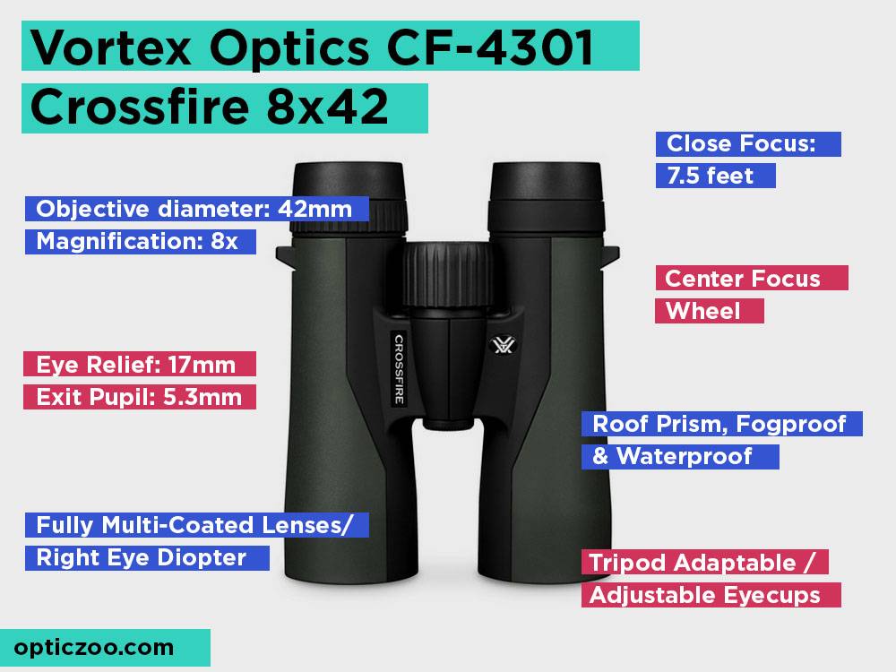 Vortex Optics CF-4301 Crossfire 8x42 Review, voors en tegens. Bekijk onze beste budget Pick voor Close Range jacht en bekijken 2018