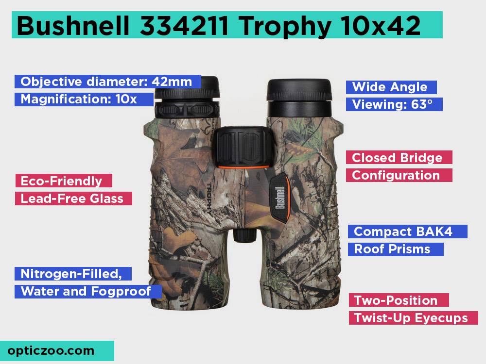 Bushnell 334211 Trophy 10x42 Recensione, pro e contro. Controlla la nostra scelta migliore per una visione chiara su un budget 2018