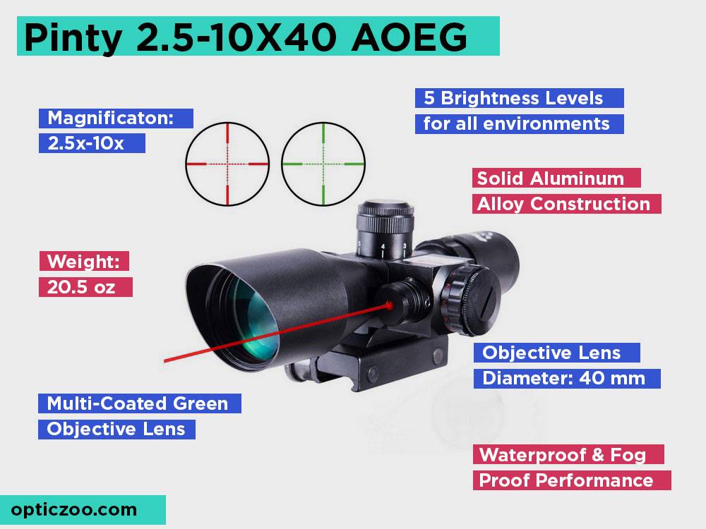 Pinty 2.5-10X40 AOEG Review, Pros and Cons.