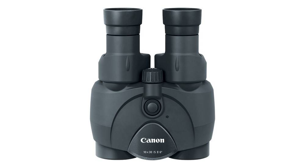 Canon 10x30 IS II has the ergonomically-placed IS button
