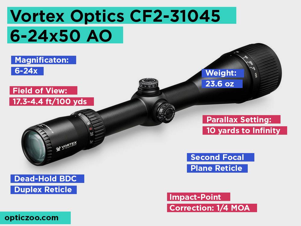 Vortex Optics CF2-31045 6-24x50 AO Review, Pros and Cons