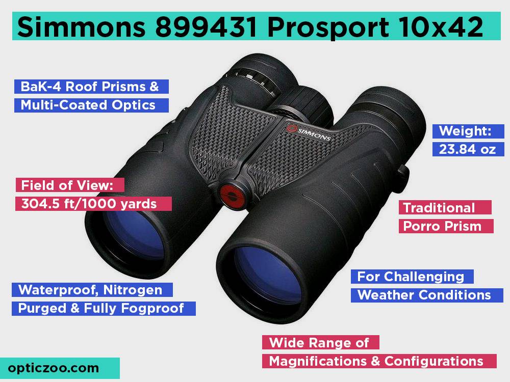 Simmons 899431 Prosport 10x42 Review, Pros and Cons