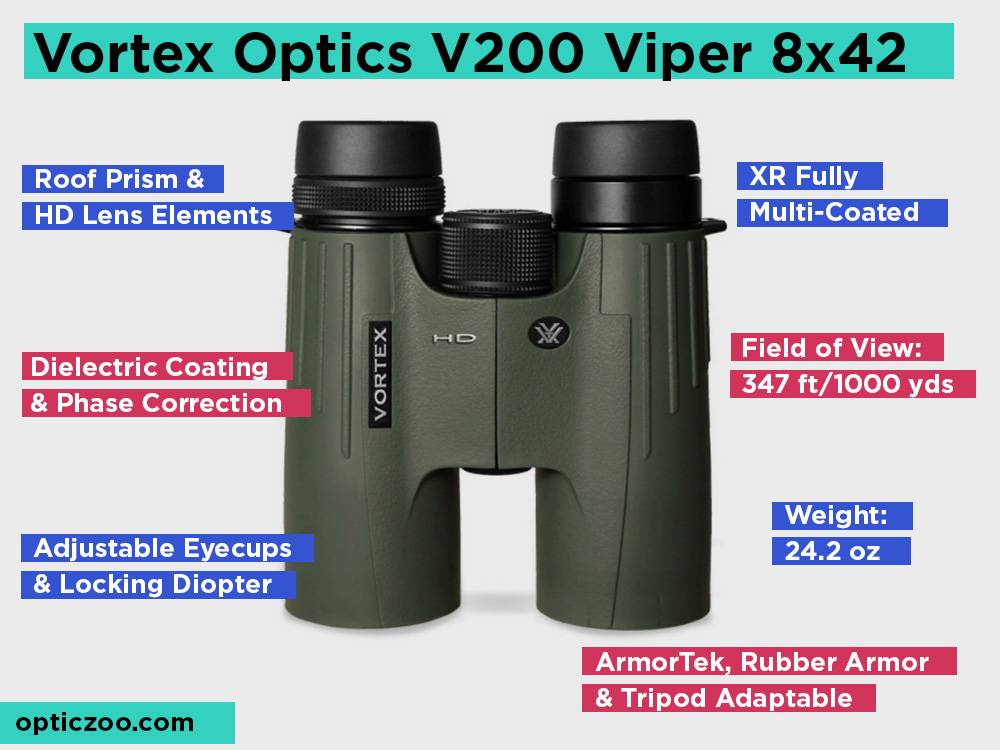 Vortex Optics V200 Viper 8x42 Review, Pros and Cons