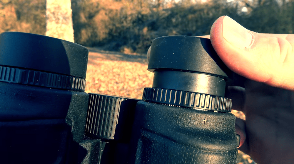 Nikon 16212 LaserForce 10x42 rangefinder bino has the twist-up click-stop rubber eyecups