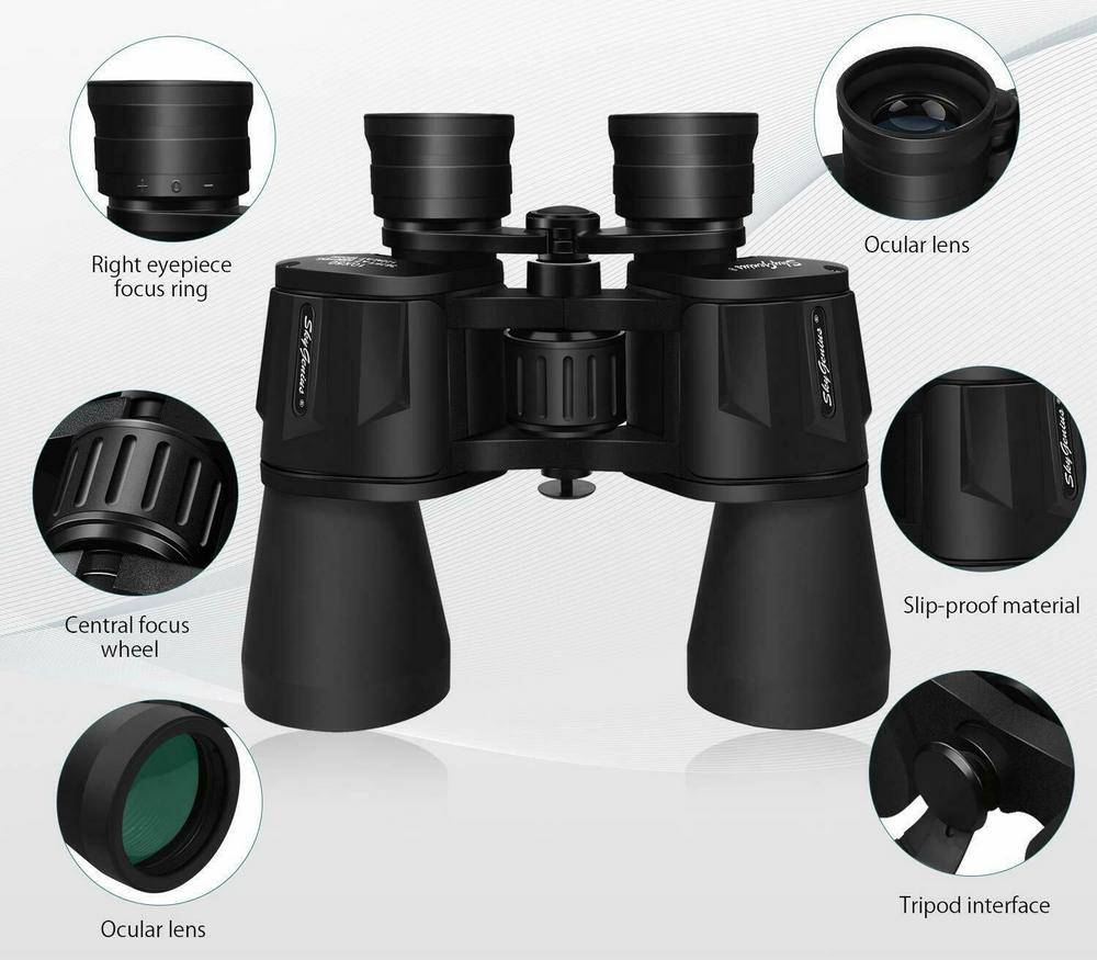 SkyGenius SKY 10x50 has ocular lens and tripod interface