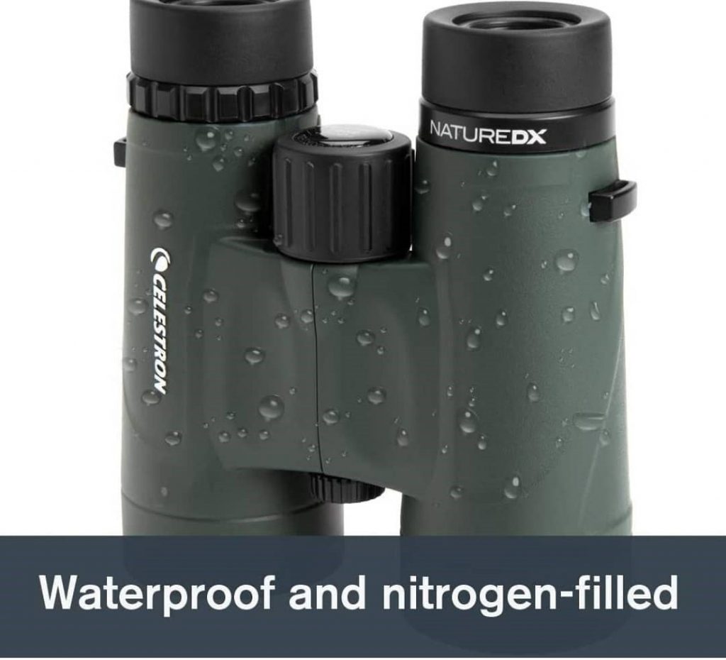 The binocular is nitrogen-purged and waterproof