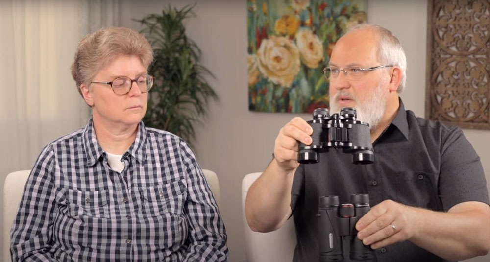 Most binoculars have a hinge that allows you to adjust the distance between the lenses